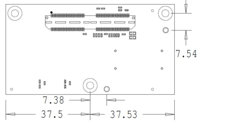 Rear Portion of e-CAM31_TX2 Board mechanical dimensions