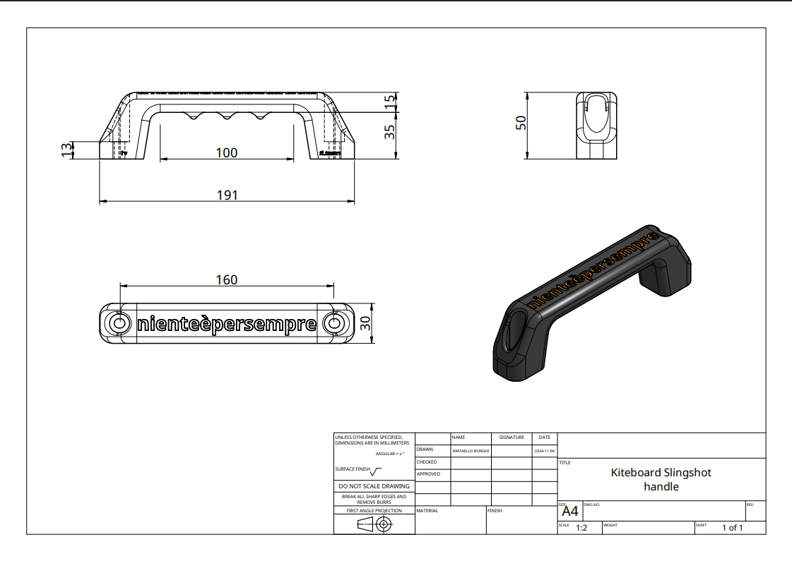Slingshot kiteboard handle